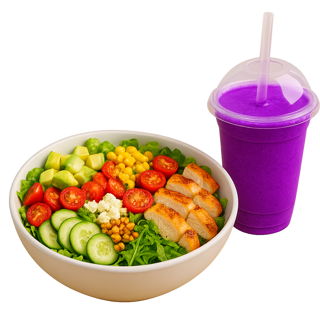 Fresh Salad and Fresh Smoothie